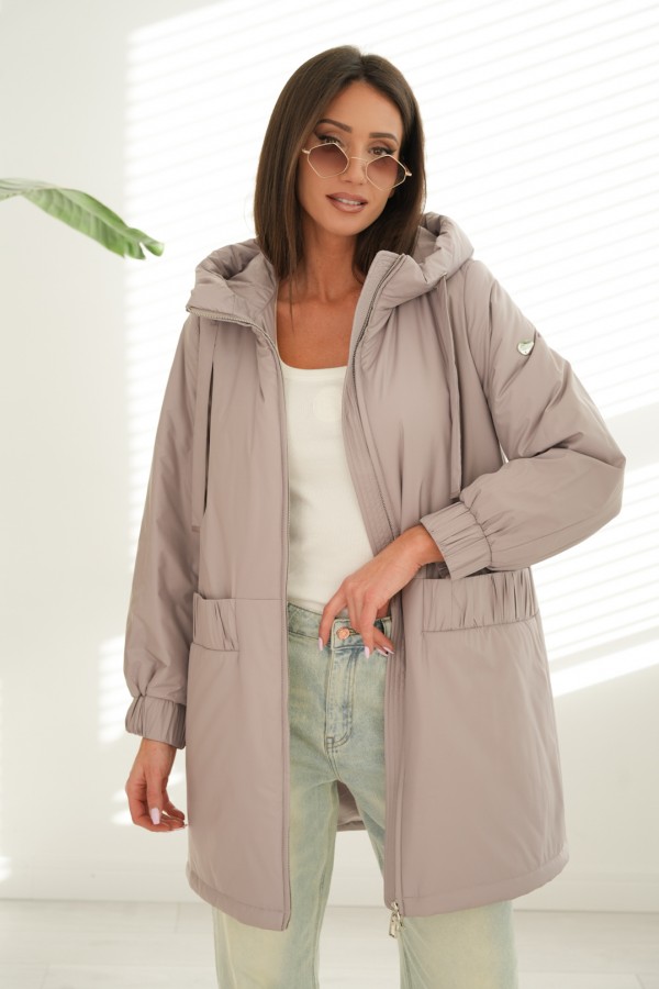 Płaszcz Emilia szaro-beżowa