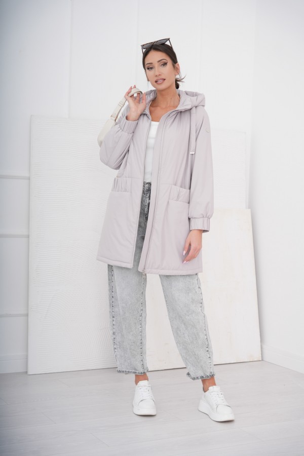 Płaszcz Emilia szaro-różowa 2