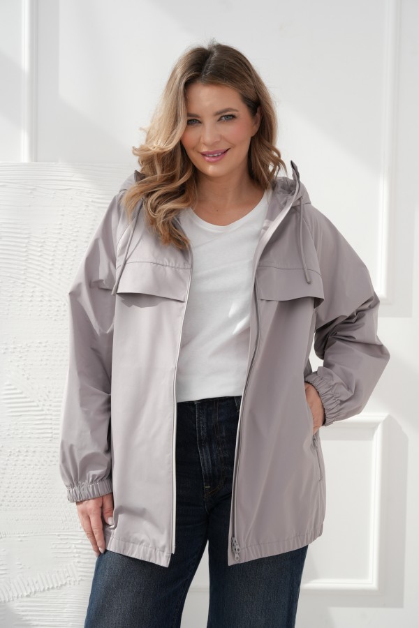 Kurtka Iga szaro- różowa